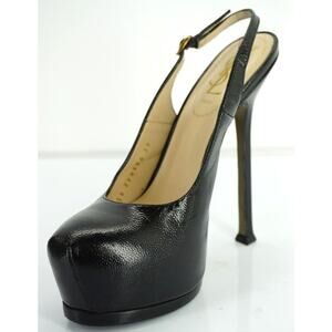 Saint Laurent Textured Patent Tribute Slingback Hidden Platform Pump